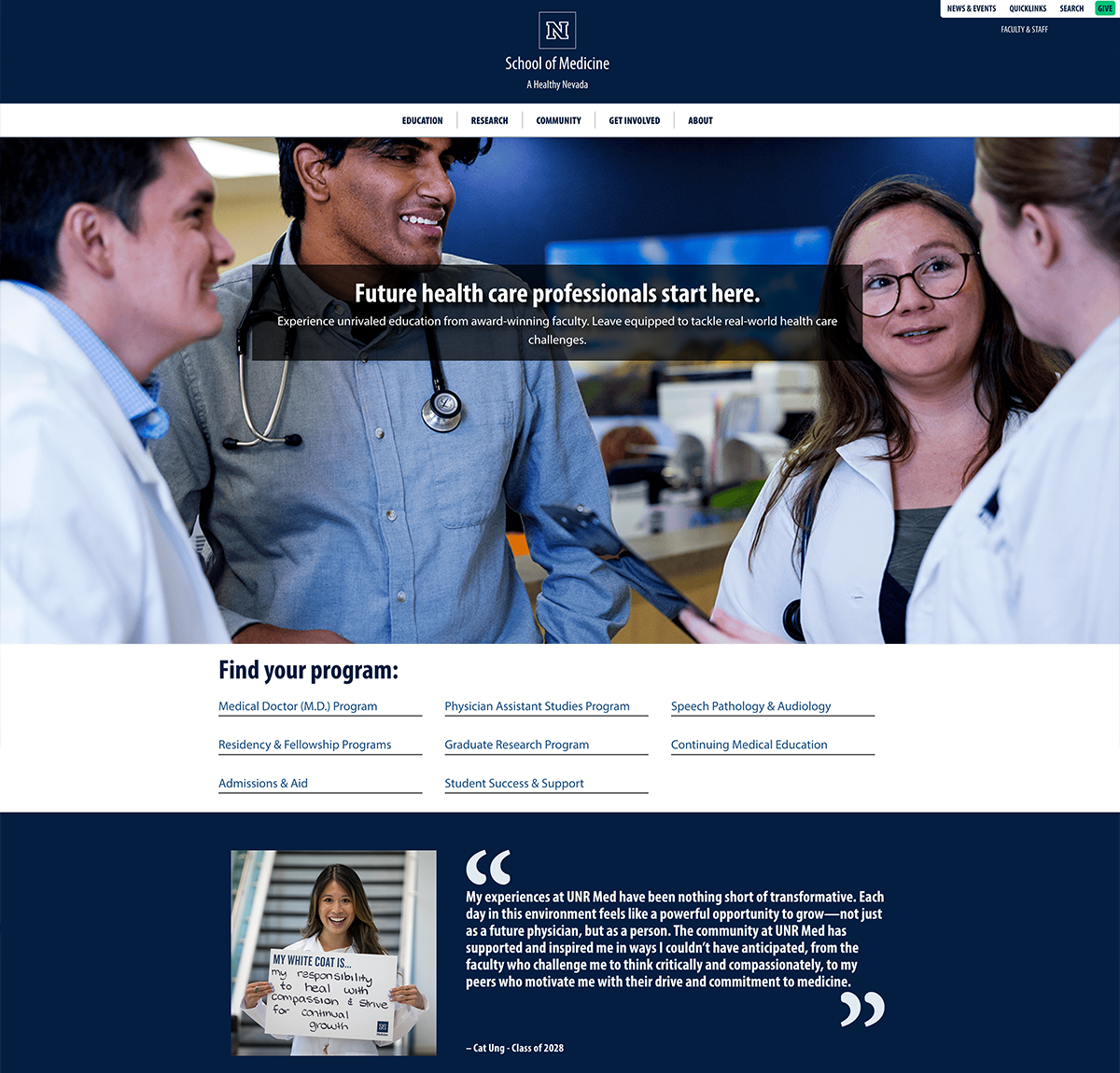 UNR Med education section website redesign