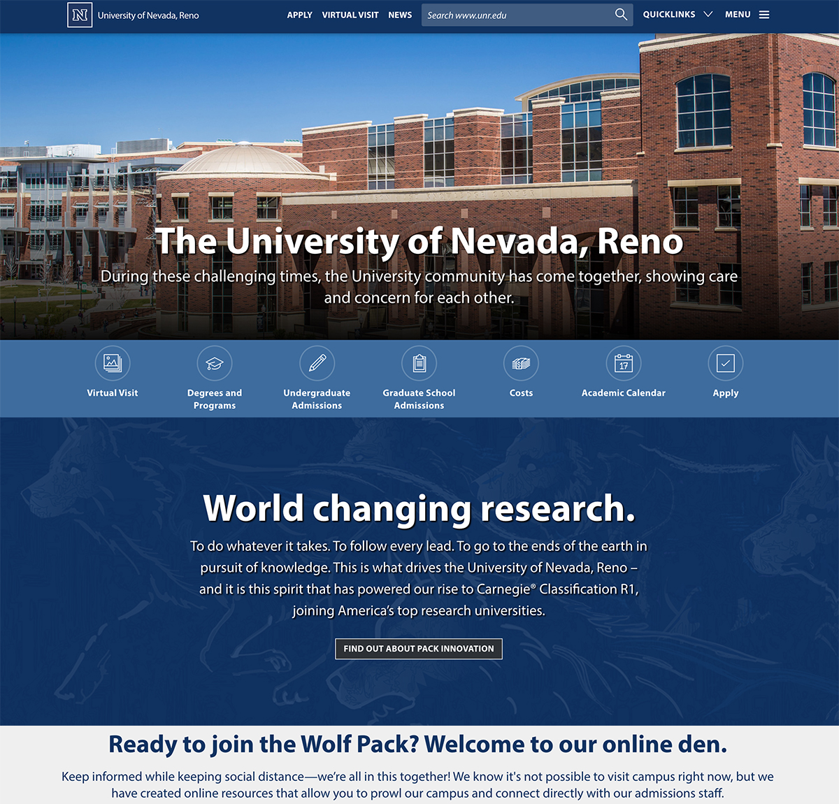 UNR.edu home page